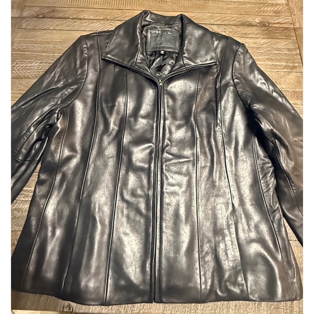 Avanti Leather Jacket Woman 2X Black Zip Up Collared Outerwear Preloved - Picture 4 of 10